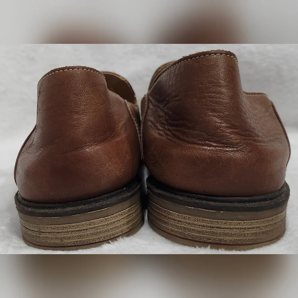 Hush Puppies Bailey Tan Soft Leather Slip On Loafers Shoes Women's Size 10